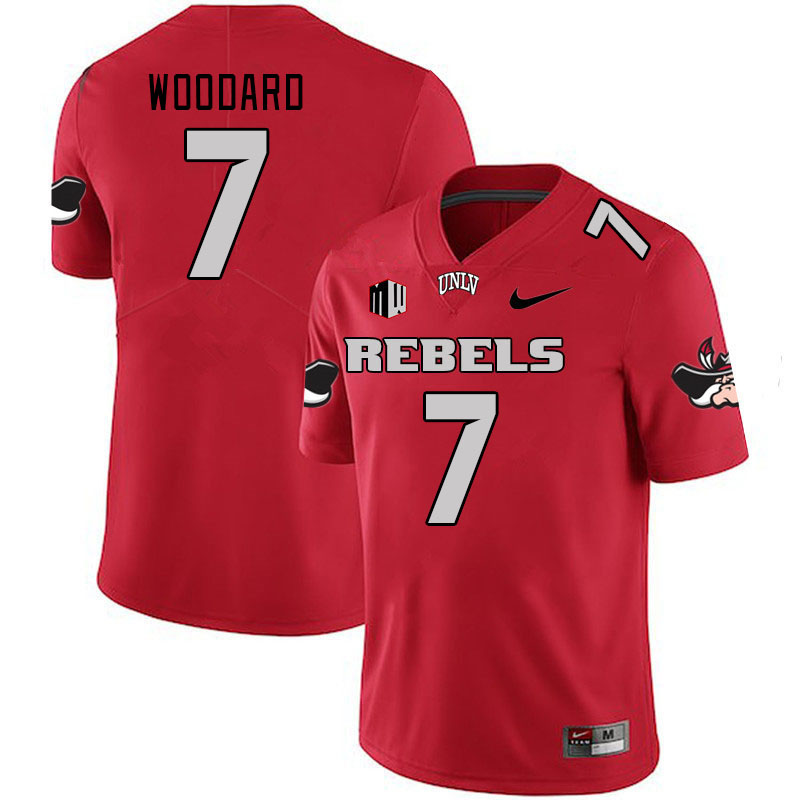 Men #7 Jackson Woodard UNLV Rebels 2023 College Football Jerseys Stitched-Scarlet